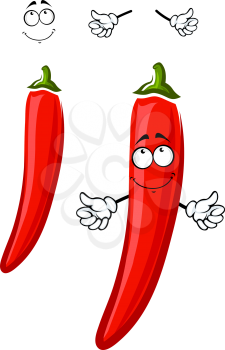 Hot spicy red cayenne chili pepper vegetable cartoon character with bright skin, for agriculture or spicy food design