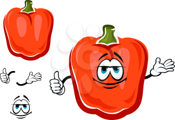Sweet crunchy bell pepper vegetable cartoon character with smiling face, isolated on white. For agriculture or food design