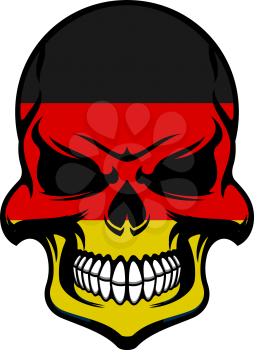Skull colored in colors of Germany flag with black, red and yellow stripes. For t-shirt or tattoo design