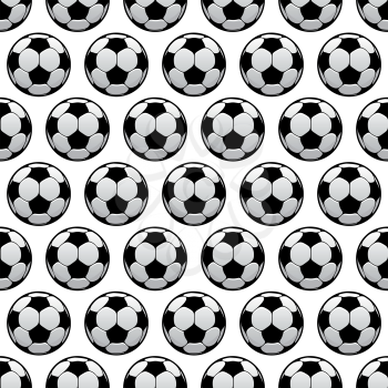 Sporting balls background for sport club, team or championship concept design usage with black and white seamless football or soccer balls pattern