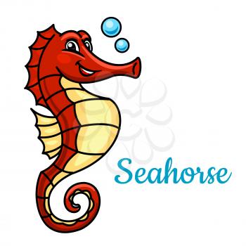 Tropical marine seahorse fish cartoon character. Use as zoo aquarium mascot or t-shirt print design
