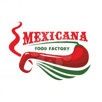 Mexico or mexican restaurant icon with red chili pepper. American or latina spicy jalapeno ingredient, chile vegetable. Vegetarian or vegan nutrition or seasoning theme, traditional latin culture food