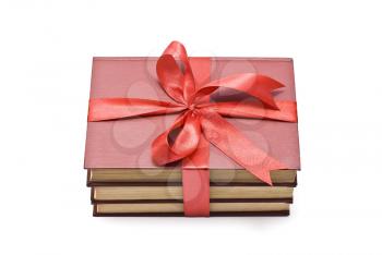 Royalty Free Photo of a Pile of Books Wrapped in a Bow