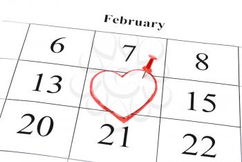 Royalty Free Photo of Valentines Day on a Calendar