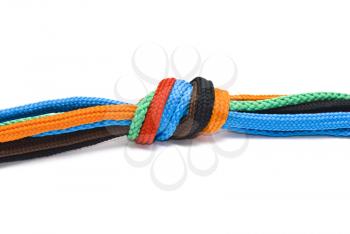 Royalty Free Photo of a Colorful Shoelace Knot