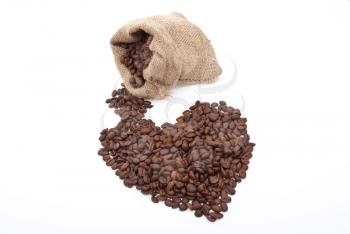 Burlap sack with coffee heart 