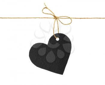 Red and black paper hearts on rope