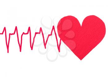 Royalty Free Photo of a Red Heart With Ekg Patterned Lines