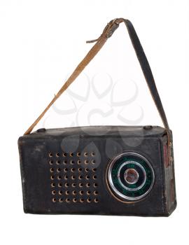 Old radio in a leather case