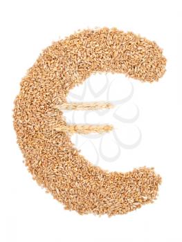Euro symbol made from wheat grain