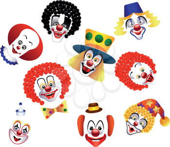 Set of clowns. Isolated for decoration
