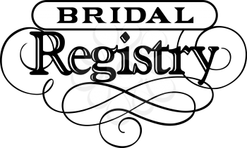 Royalty Free Clipart Image of Text for Bridal Registry