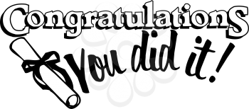Royalty Free Clipart Image of a Congratulatory Message With a Diploma