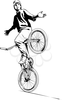 Royalty Free Clipart Image of a Stunt Cyclist