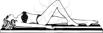 Royalty Free Clipart Image of a Woman Sunbathing