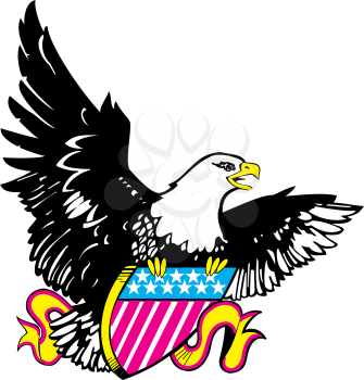 Royalty Free Clipart Image of an Eagle With a Shield