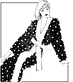 Royalty Free Clipart Image of a Woman in a Bathrobe