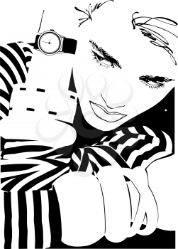 Royalty Free Clipart Image of a Woman Wearing Bracelets