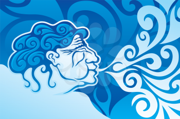 Royalty Free Clipart Image of Aeolus, the Ruler of the Winds