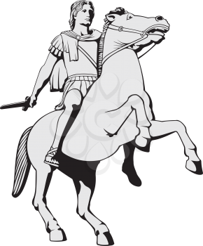 Royalty Free Clipart Image of a Man on a Horse