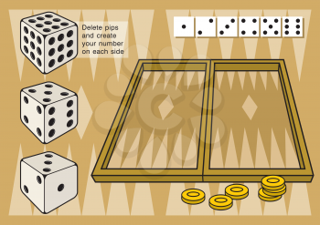 Royalty Free Clipart Image of a Game of Backgammon