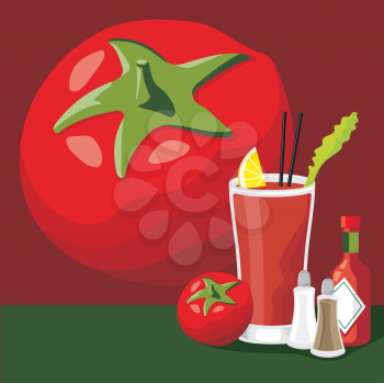 Royalty Free Clipart Image of the Makings of a Bloody Mary