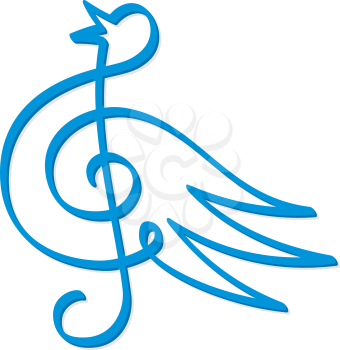 Royalty Free Clipart Image of a Treble Clef Bird
