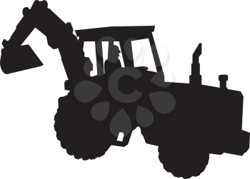 Royalty Free Clipart Image of a Backhoe Silhouette