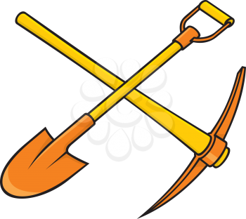 Royalty Free Clipart Image of a Pickaxe and Shovel