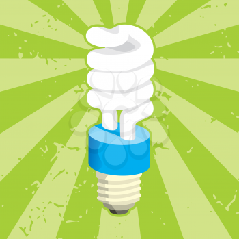 Royalty Free Clipart Image of a Lightbulb on Green