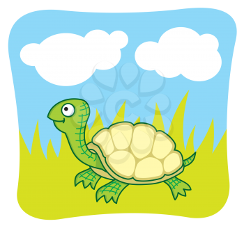 Royalty Free Clipart Image of a Happy Turtle