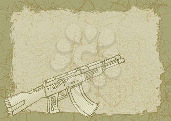 Royalty Free Clipart Image of a Gun on a Grungy Background