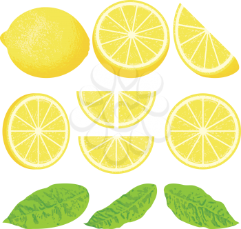 Royalty Free Clipart Image of Lemons and Leaves