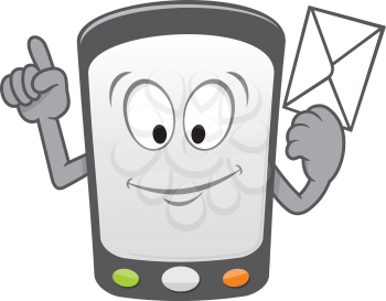 Royalty Free Clipart Image of a Cellphone Holding an Envelope