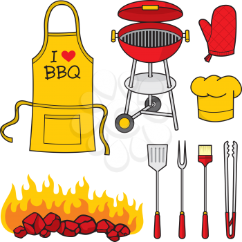 Royalty Free Clipart Image of Barbecue Elements