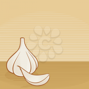 Royalty Free Clipart Image of a Garlic Bulb and Clove