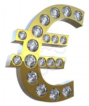 Royalty Free Clipart Image of a Golden Euro Diamond Symbol 