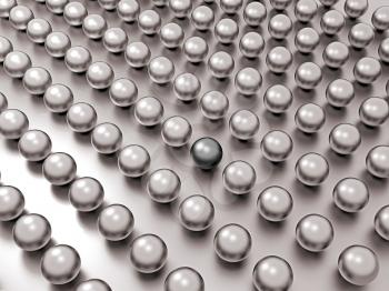 Royalty Free Clipart Image of a Black Pearl Among White Pearls