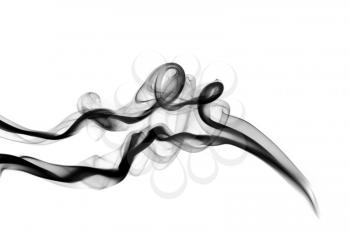 Black abstract fume shapes over the white background