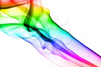 Abstract colorful fume waves over the white background