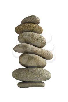 Balance stone tower or stack isolated over white 