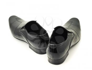 Black Men's leather shoes isolated over white background