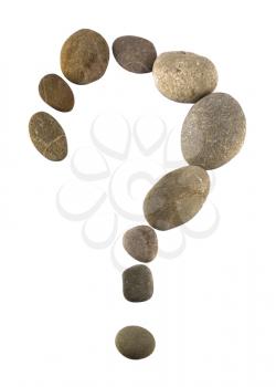 What. query mark made of pebbles isolated over white