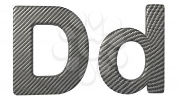 Carbon fiber font D lowercase and capital letters isolated on white