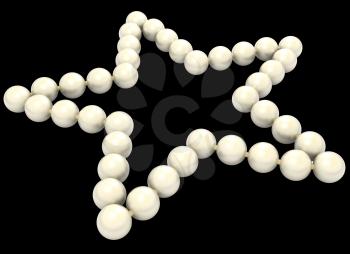 Pearls star shape isolated on black background