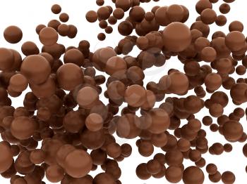 Tasty chocolate orbs or balls isolated over whtie background
