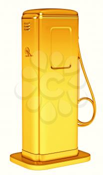 Valuable fuel: golden petrol pump isolated on white. Large resolution 