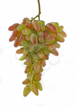 Bunch of beautiful green and red grapes isolated over white