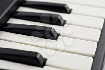 Closeup (DOF) of the piano keyboard 