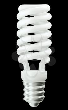 Side view of Energy efficient light bulb isolated on black